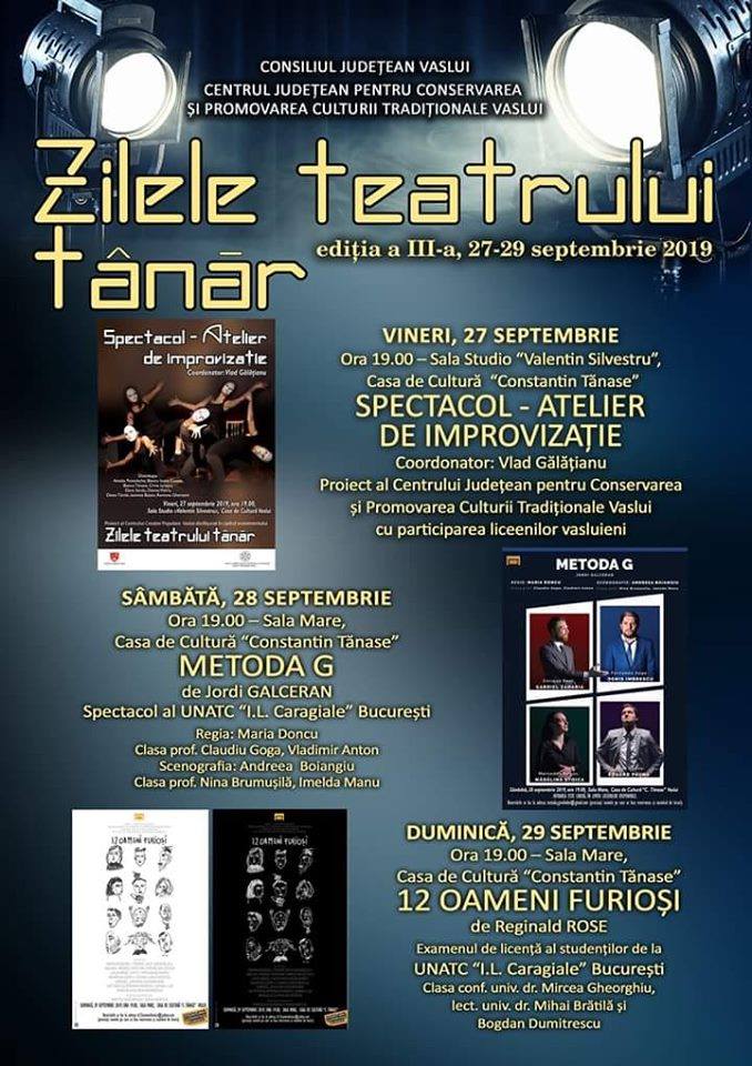 Zilele teatrului tânăr. Ediția a III a 27 29 septembrie 2019